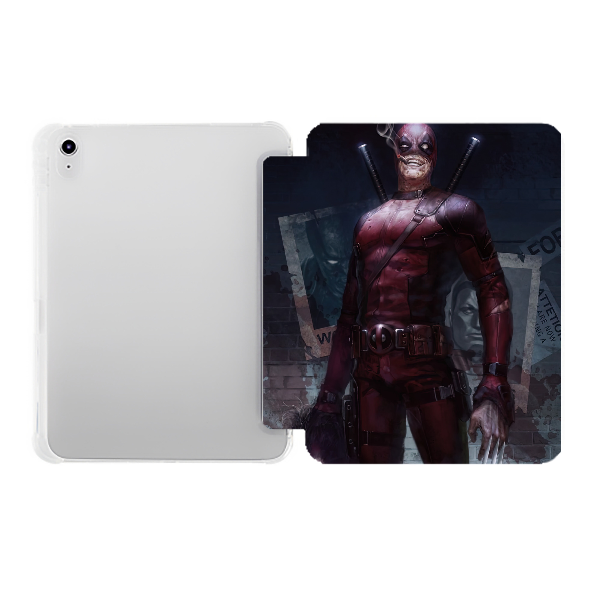 （画像用） Deadpool デッドプール IPad ケース ペン収納付き 三つ折りスタンド PUレザー×シリコン 対応機種9.5/10.5/10.9インチ